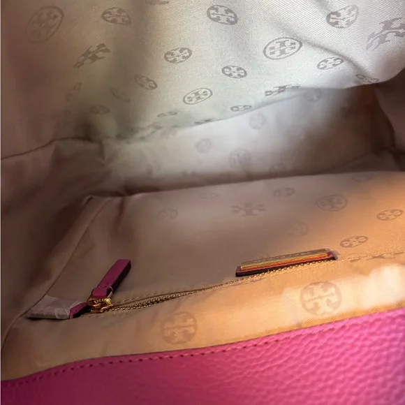 Tory Burch Carter Flap Pinky Lavender Leather Backpack - Picture 6 of 16